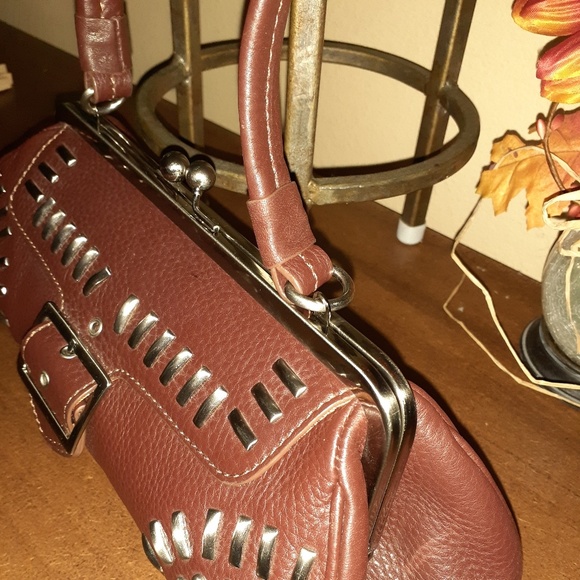 Maxximum Brown Satchel - leather-stud detail - Picture 4 of 8